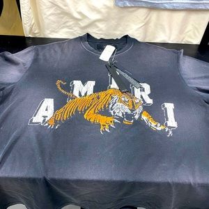 Amiri Mens Large blue grey white tye dye t shirt short sleeve